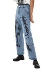Women's Printed Pants - Light/Medium Wash