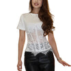 Women’s Short Sleeve Top with Lace Waist Panel