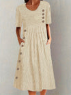 Womens summer dress featuring a striped design, midi length, and breathable fabric for an elegant and comfortable fit. 3