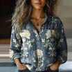 Womens Top with Button Front Closure and Long Sleeves – Stylish Printed Blouse for Casual Summer Wear 2
