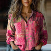 Womens Top with Button Front Closure and Long Sleeves – Stylish Printed Blouse for Casual Summer Wear 3
