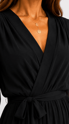 Wrap Maxi Dress with Flutter Sleeves and Adjustable Waist Tie – Elegant Chiffon Long Dress for Women 3
