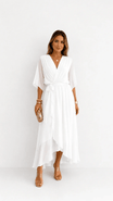 Wrap Maxi Dress with Flutter Sleeves and Adjustable Waist Tie – Elegant Chiffon Long Dress for Women 6