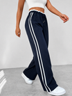 Women's Wide Leg Trousers with Sporty Side Stripes – Airy and Comfortable Casual Pants for Spring
